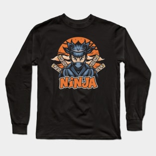 Japanese Ninja Sunset Retro Long Sleeve T-Shirt